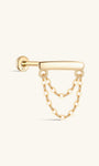 14K Solid Gold Smooth Double-Layer Tassel Earrings - Kosinerjewelry