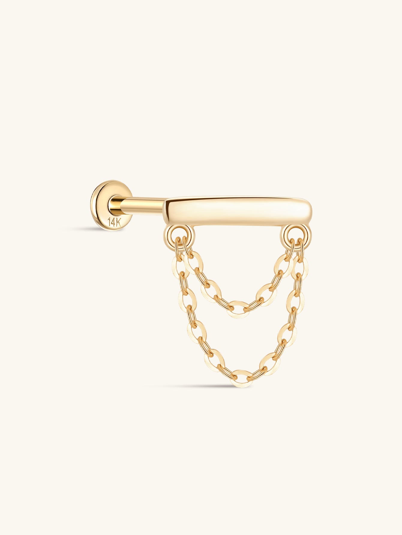 14K Solid Gold Smooth Double-Layer Tassel Earrings - Kosinerjewelry