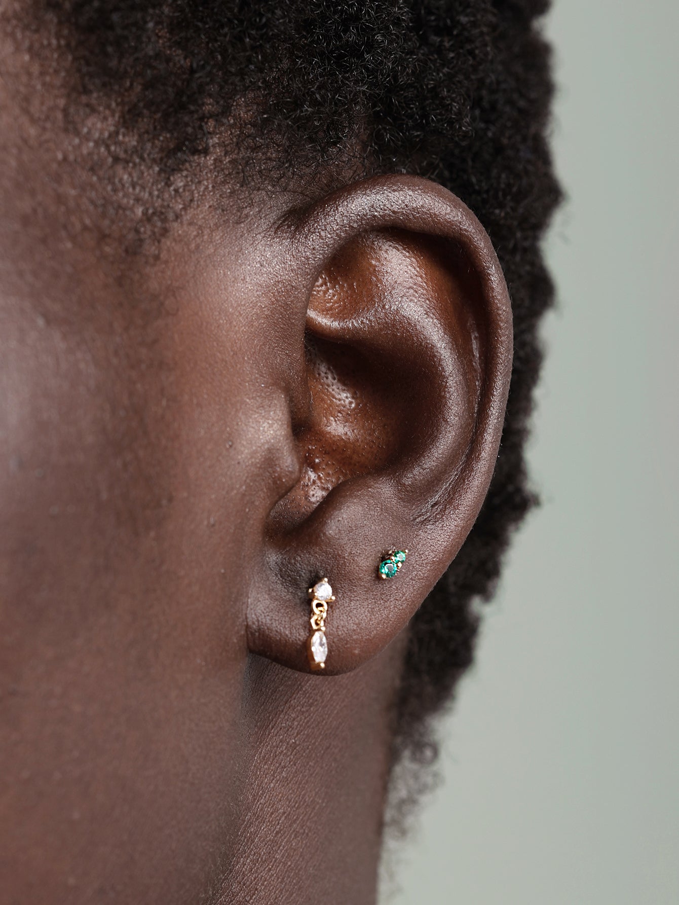 14K Solid Gold Minimalist Marquise Tassel Flatback