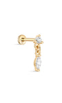 14K Solid Gold Minimalist Marquise Tassel Flatback - Kosinerjewelry