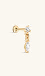 14K Solid Gold Minimalist Marquise Tassel Flatback - Kosinerjewelry