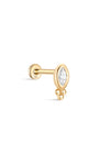 14K Solid Gold Marquise Ear Piercing Stud - Kosinerjewelry