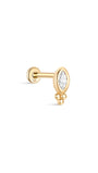 14K Solid Gold Marquise Ear Piercing Stud - Kosinerjewelry
