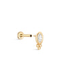 14K Solid Gold Marquise Ear Piercing Stud - Kosinerjewelry