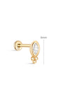 14K Solid Gold Marquise Ear Piercing Stud - Kosinerjewelry