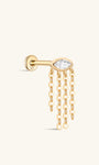 KOSINER 14K Gold Devil Eyes Tassel Zircon Piercing Stud