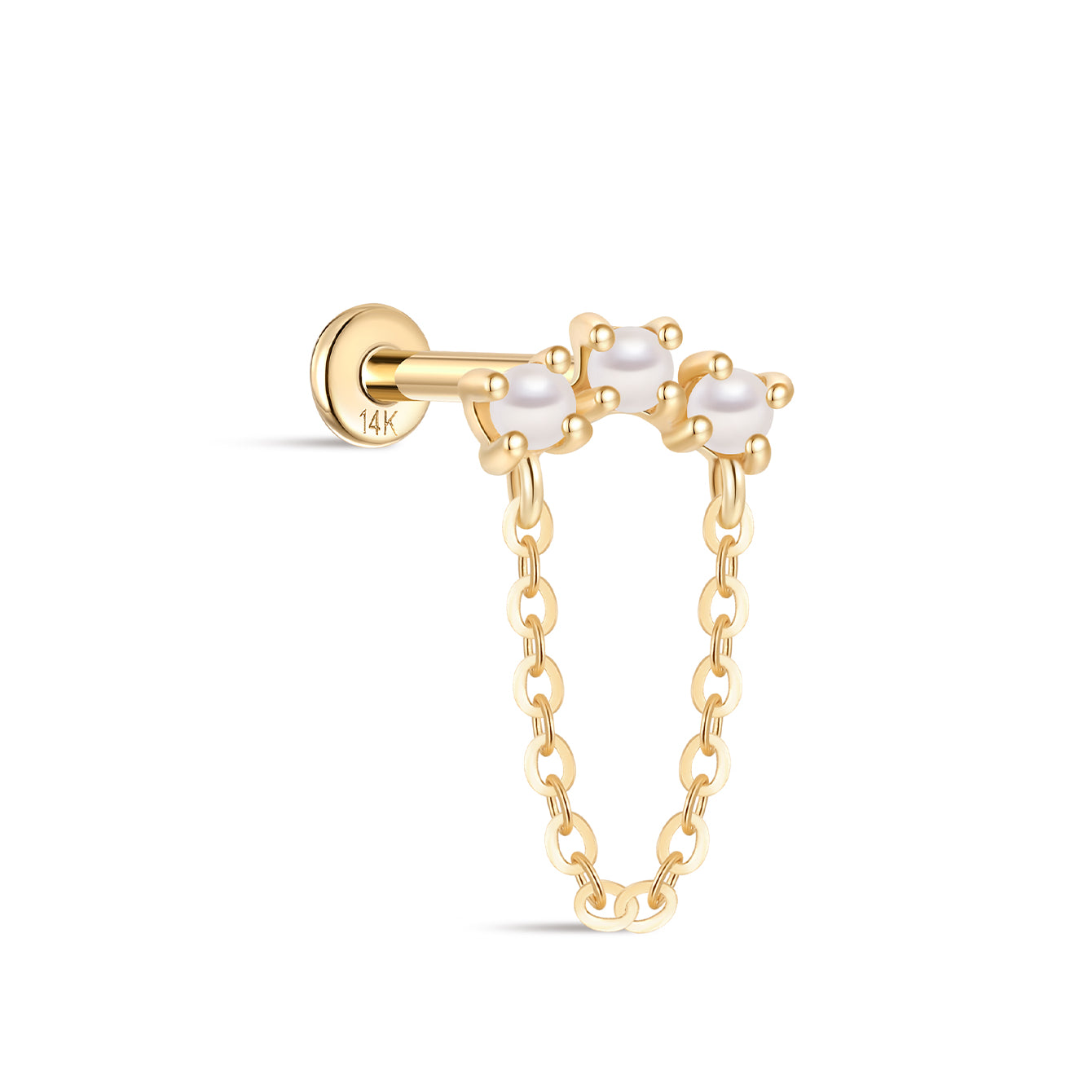 14K Solid Gold Pearl All-Match Tassel Flatback - Kosinerjewelry