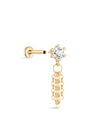 14K Solid Gold Tassel Ear Piercing Stud - Kosinerjewelry