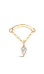 Stud losango em ouro 14K KOSINER com barra curva e corrente