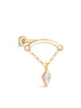 14K Solid Gold Rhombus Tassel Ear Piercing Stud - Kosinerjewelry