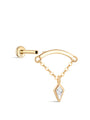 14K Solid Gold Rhombus Tassel Ear Piercing Stud - Kosinerjewelry