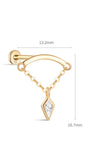Dimensões do pino da corrente losango KOSINER, 13,2 mm x 15,7 mm
