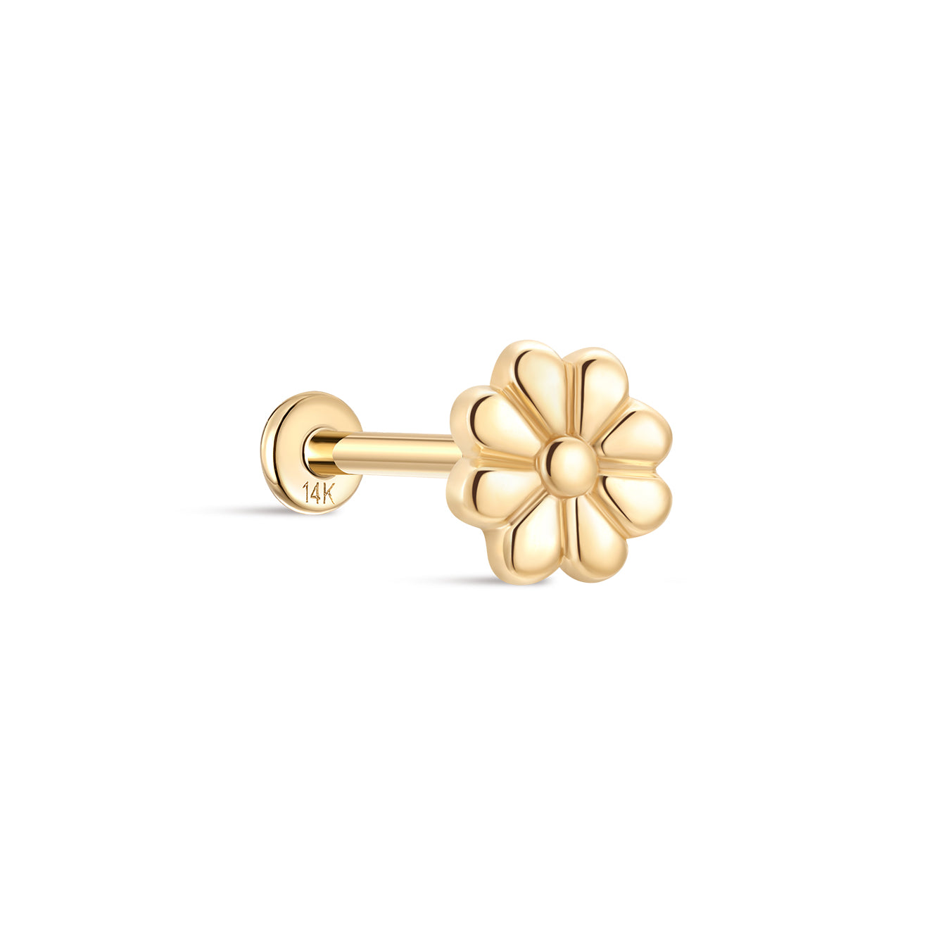 14K Solid Gold Glossy Petal Flatback - Kosinerjewelry