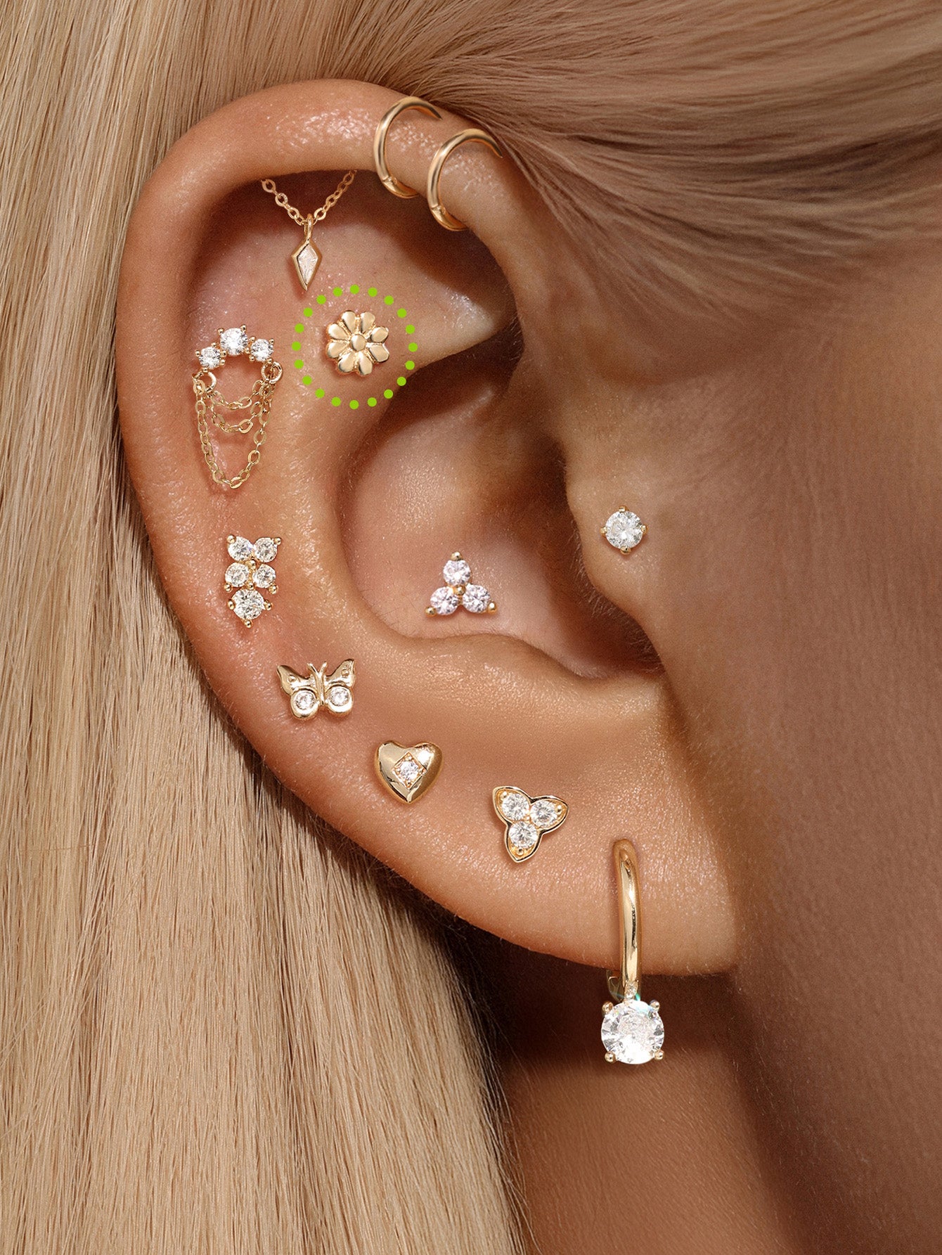 14K Solid Gold Glossy Petal Flatback - Kosinerjewelry