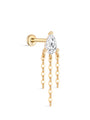 14K Solid Gold Pear Tassel Flatback - Kosinerjewelry