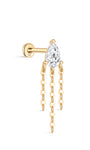 Espalda plana con borla de pera de oro macizo de 14 quilates - Kosinerjewelry