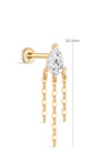 Espalda plana con borla de pera de oro macizo de 14 quilates - Kosinerjewelry