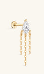 Espalda plana con borla de pera de oro macizo de 14 quilates - Kosinerjewelry
