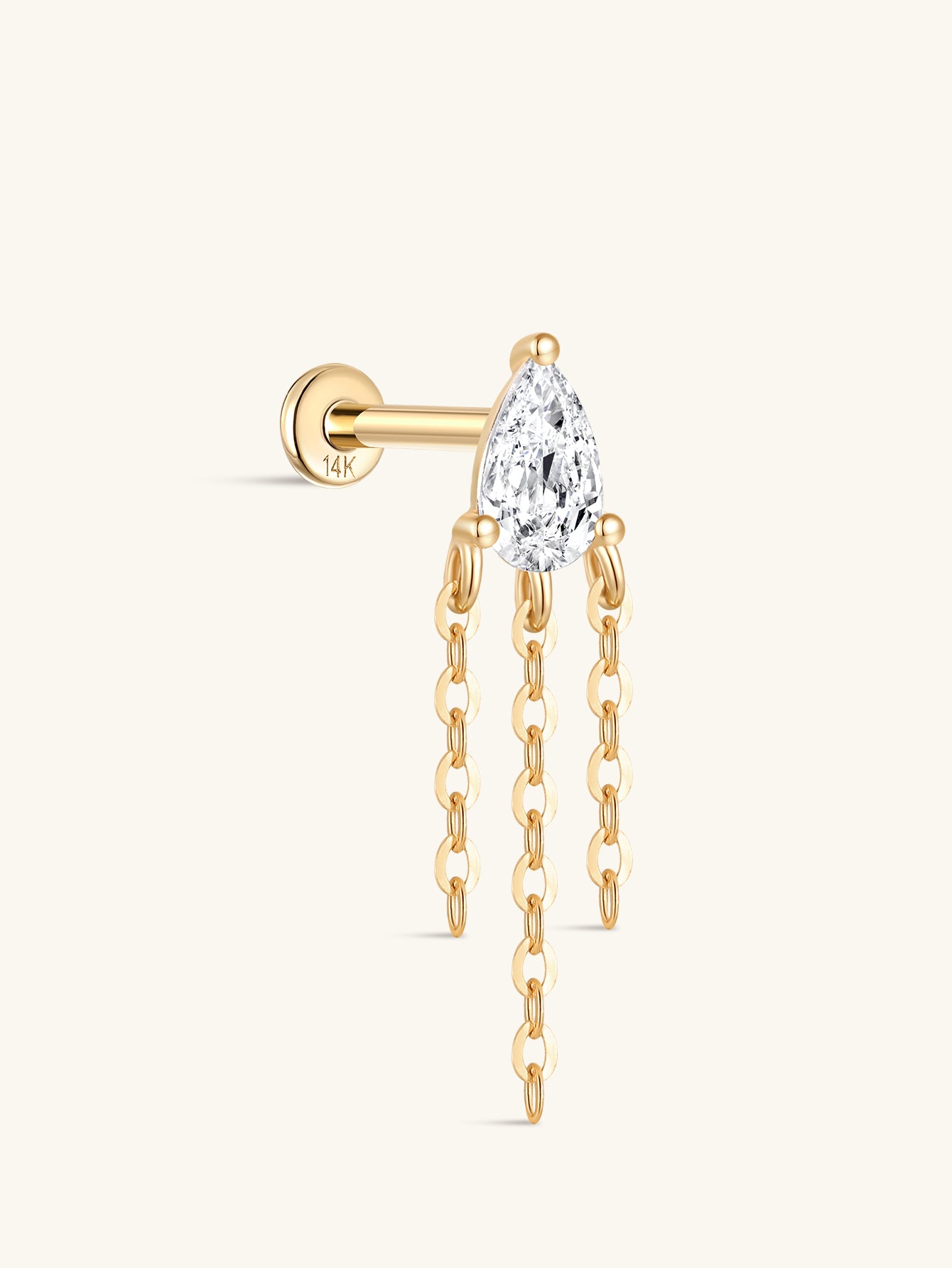 14K Solid Gold Pear Tassel Flatback - Kosinerjewelry