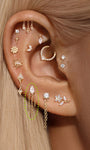 Espalda plana con borla de pera de oro macizo de 14 quilates - Kosinerjewelry