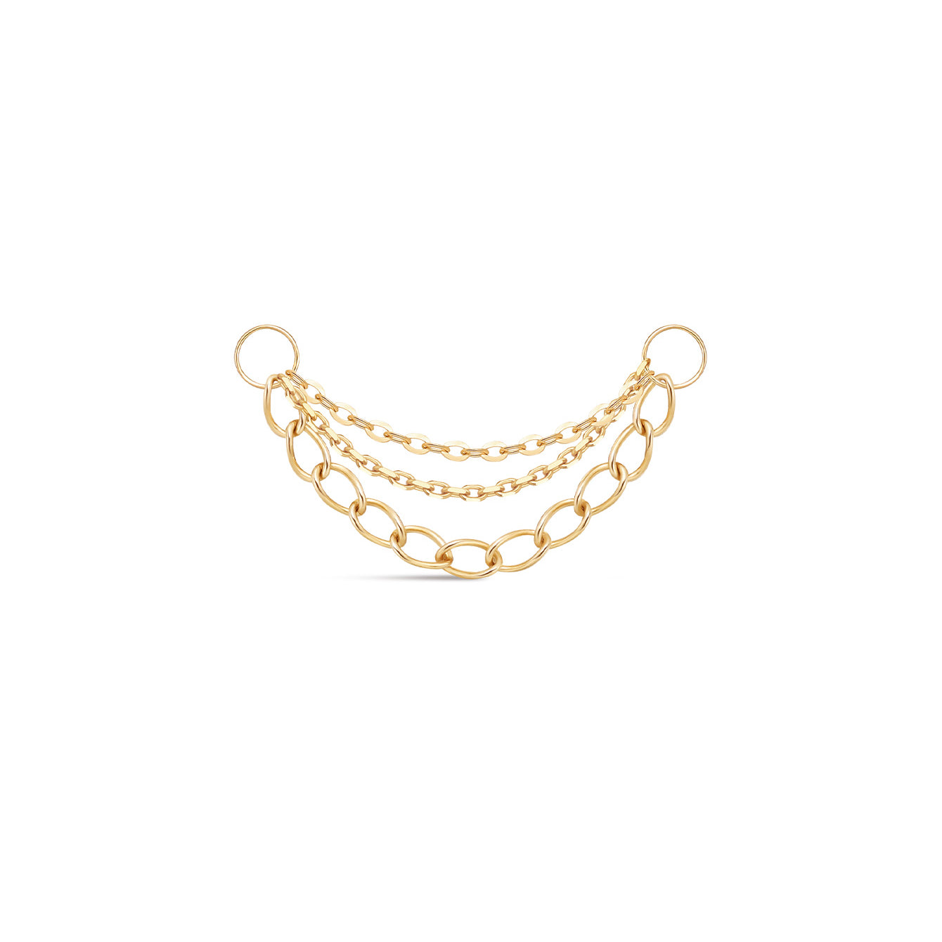 14K Solid Gold Three-layer Chain Hoop Charm - Kosinerjewelry