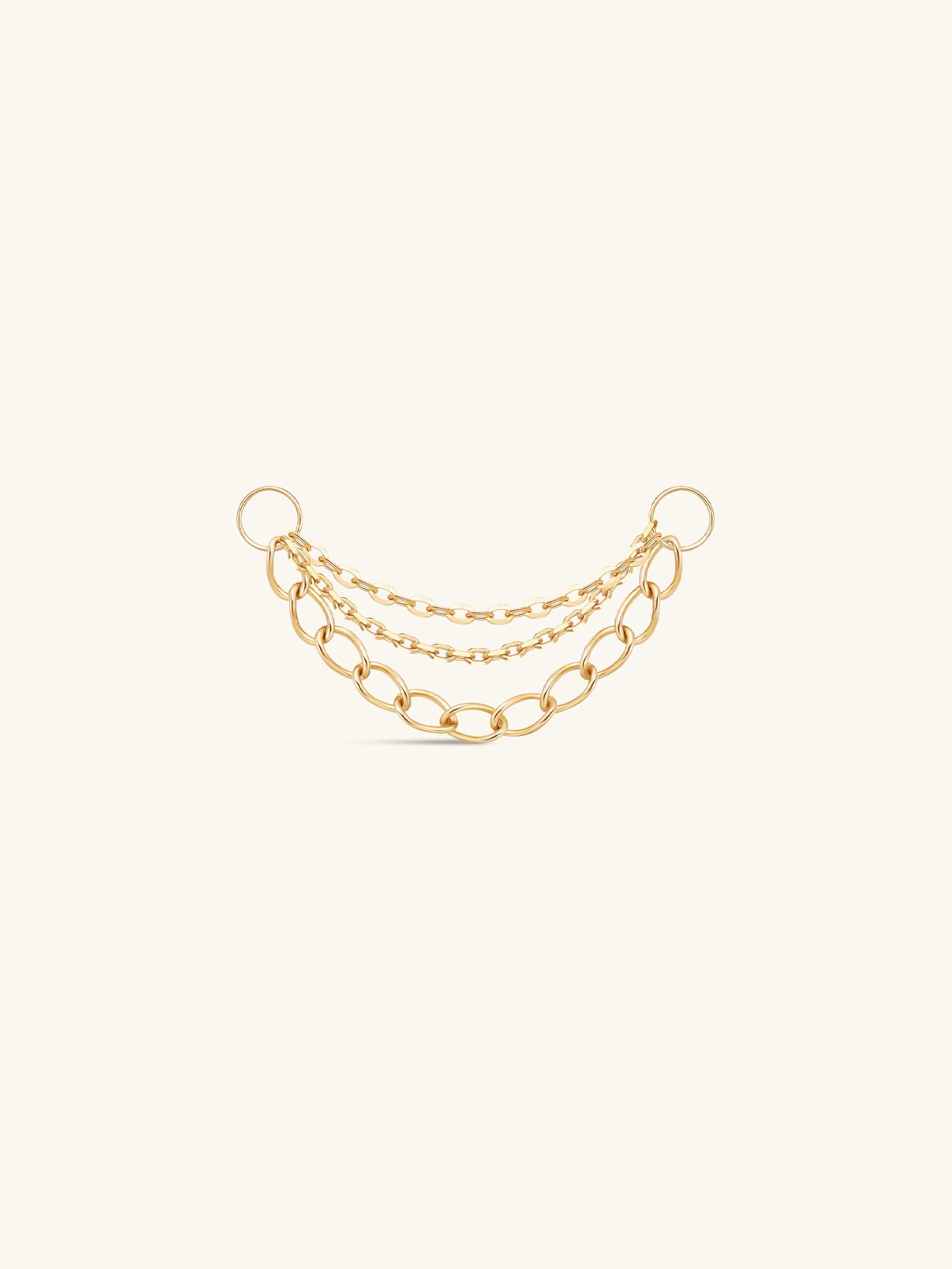 14K Solid Gold Three-layer Chain Hoop Charm - Kosinerjewelry