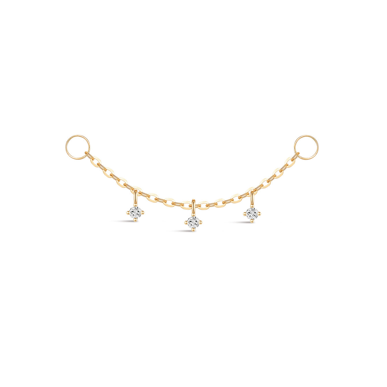 14K Solid Gold Glossy Round Pendant Chain Hoop Charm - Kosinerjewelry