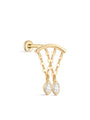 14K Solid Gold Marquise Double Layer Tassel Flatback - Kosinerjewelry