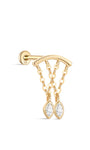 14K Solid Gold Marquise Double Layer Quaste Flatback - Kosinerjewelry