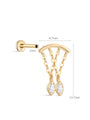 14K Solid Gold Marquise Double Layer Tassel Flatback - Kosinerjewelry