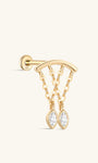 14K Solid Gold Marquise Double Layer Quaste Flatback - Kosinerjewelry