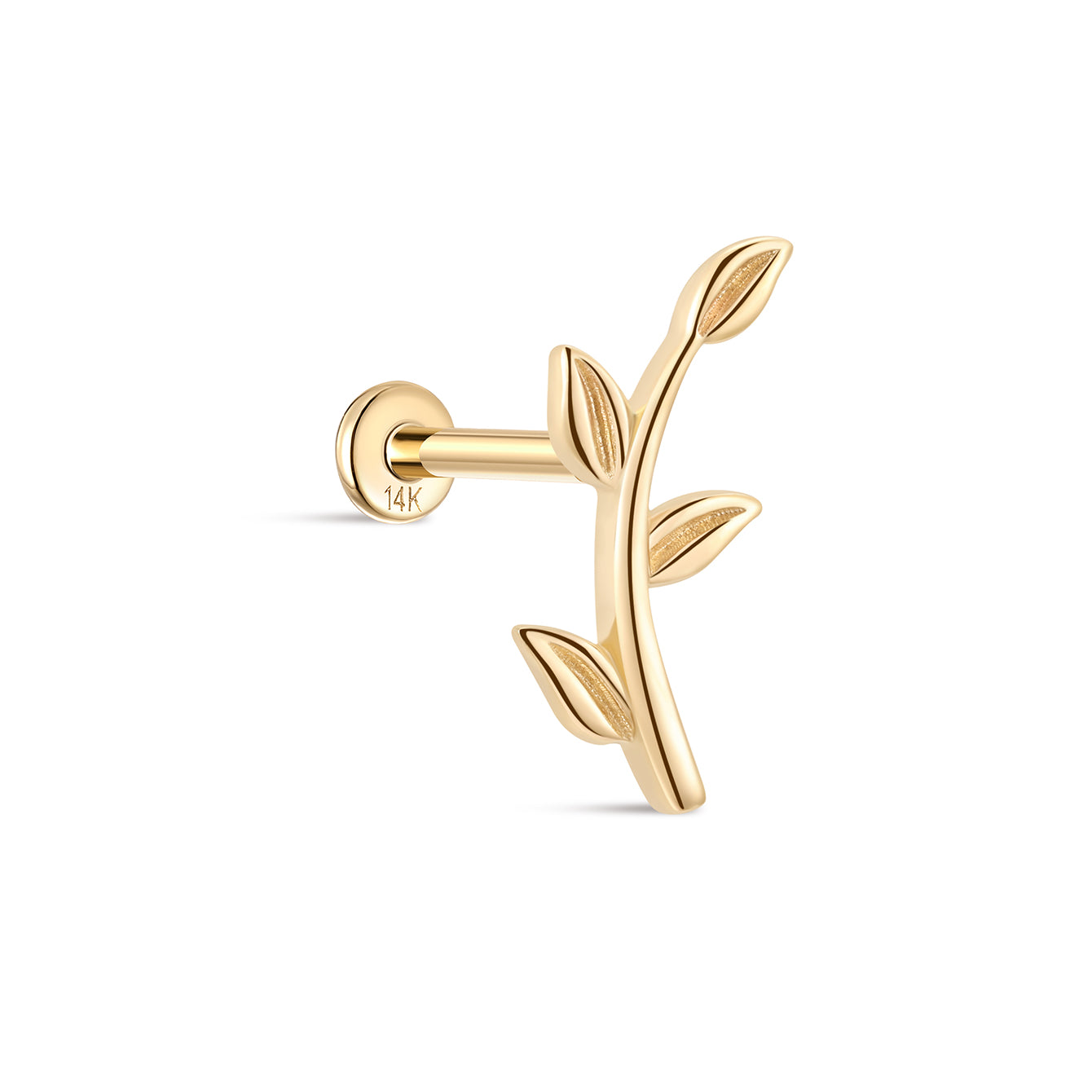 14K Solid Gold Leaf Fashion Flat Back - Kosinerjewelry