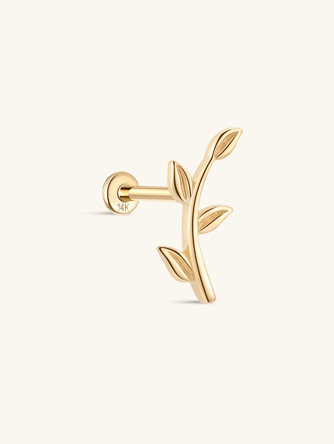 14K Solid Gold Leaf Fashion Flat Back - Kosinerjewelry