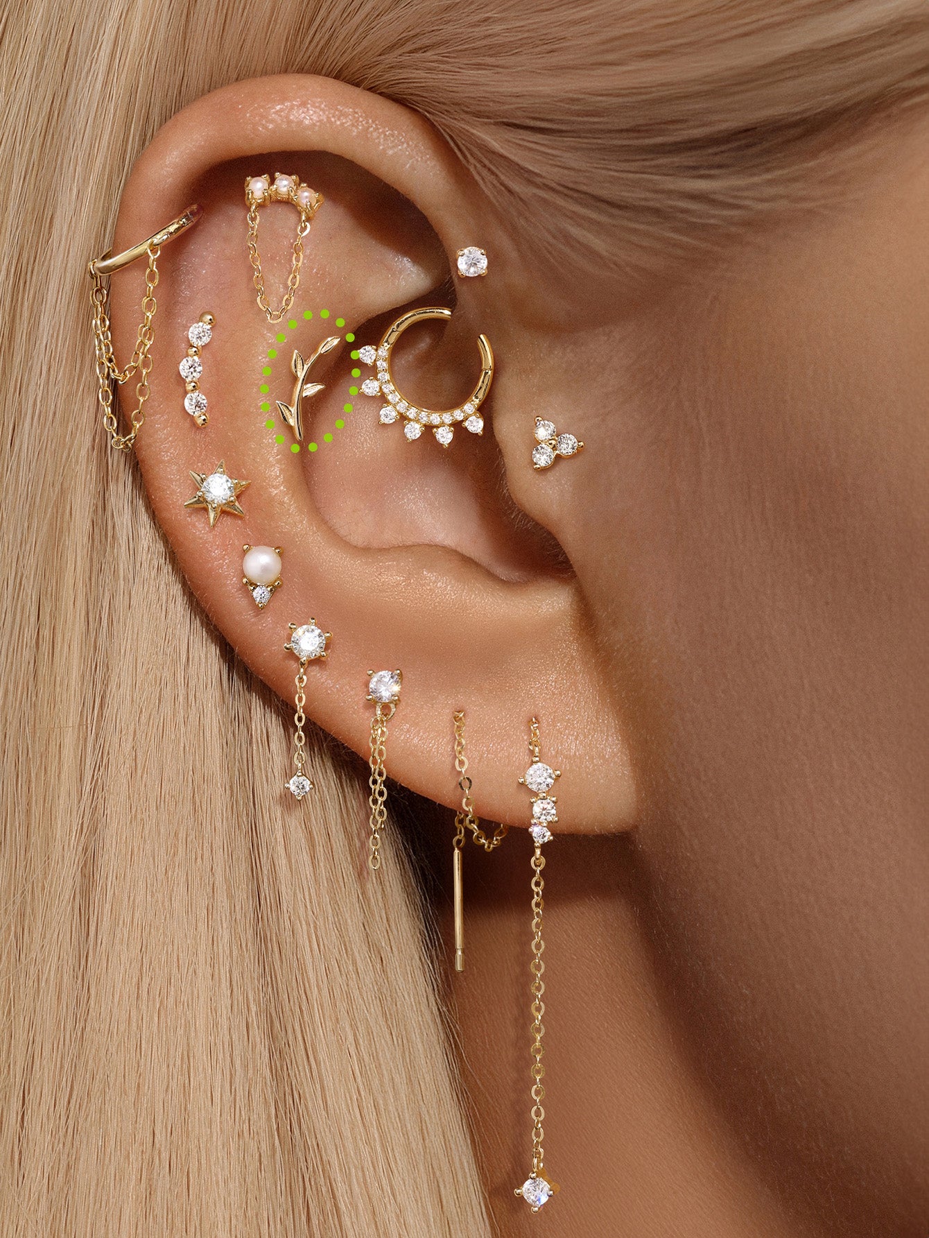 Feuille d'or massif 14 carats, dos plat tendance