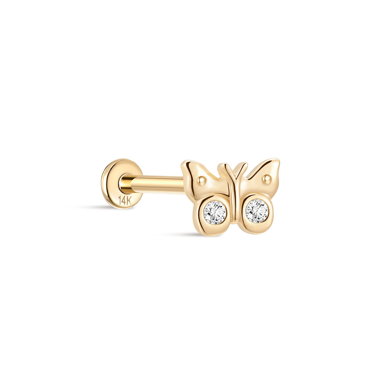 14K Solid Gold Butterfly Flat Back - Kosinerjewelry