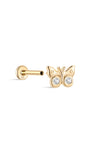 KOSINER Butterfly CZ Stud, Internally Threaded Flat Back Disassembled View