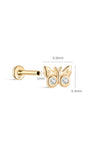 KOSINER Butterfly CZ Stud Dimensions, 5.9×4.4mm, 14K Gold