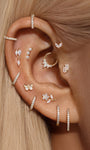 KOSINER Butterfly CZ Stud Dimensions, 5.9×4.4mm, 14K Gold