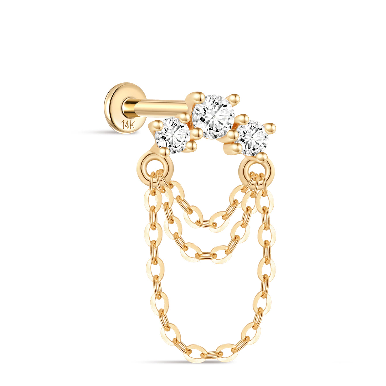 14K Solid Gold Multi-Layer Tassels Flatback - Kosinerjewelry