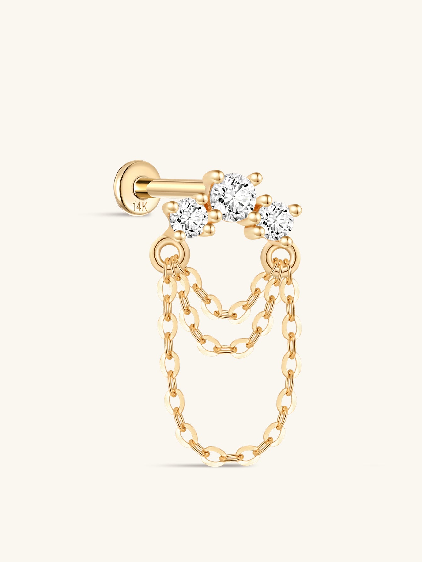 14K Solid Gold Multi-Layer Tassels Flatback - Kosinerjewelry