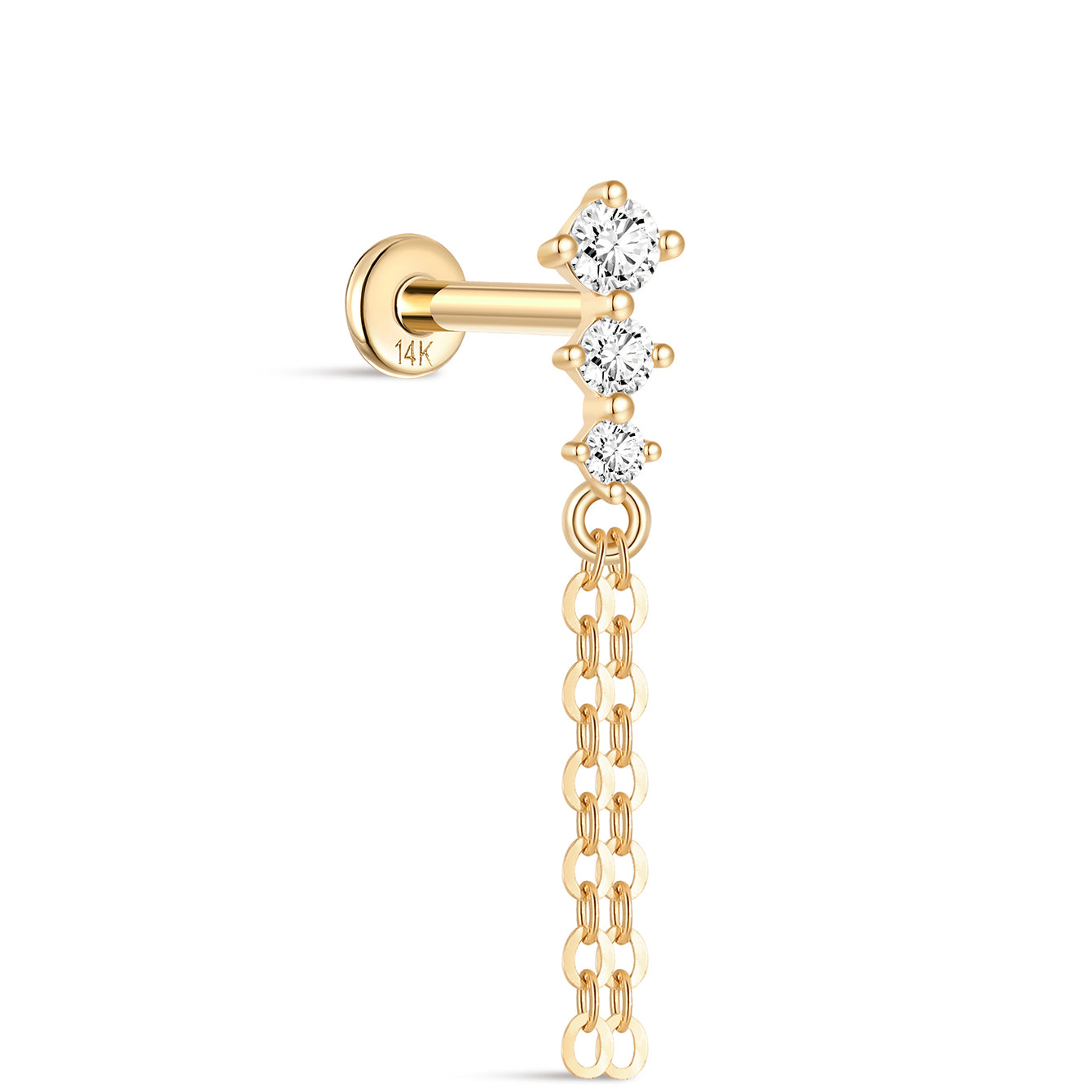 14K Solid Gold Long Tassel Flatback - Kosinerjewelry