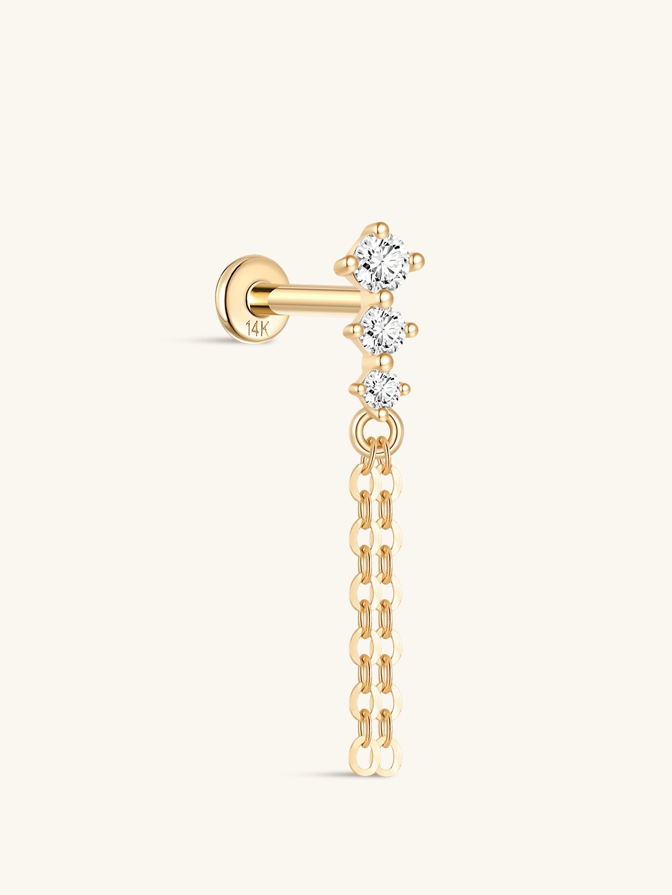 14K Solid Gold Long Tassel Flatback - Kosinerjewelry