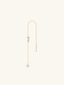 14K Solid Gold Multi-diamond Tassel Chain Hoop Charm Ear Wire - Kosinerjewelry