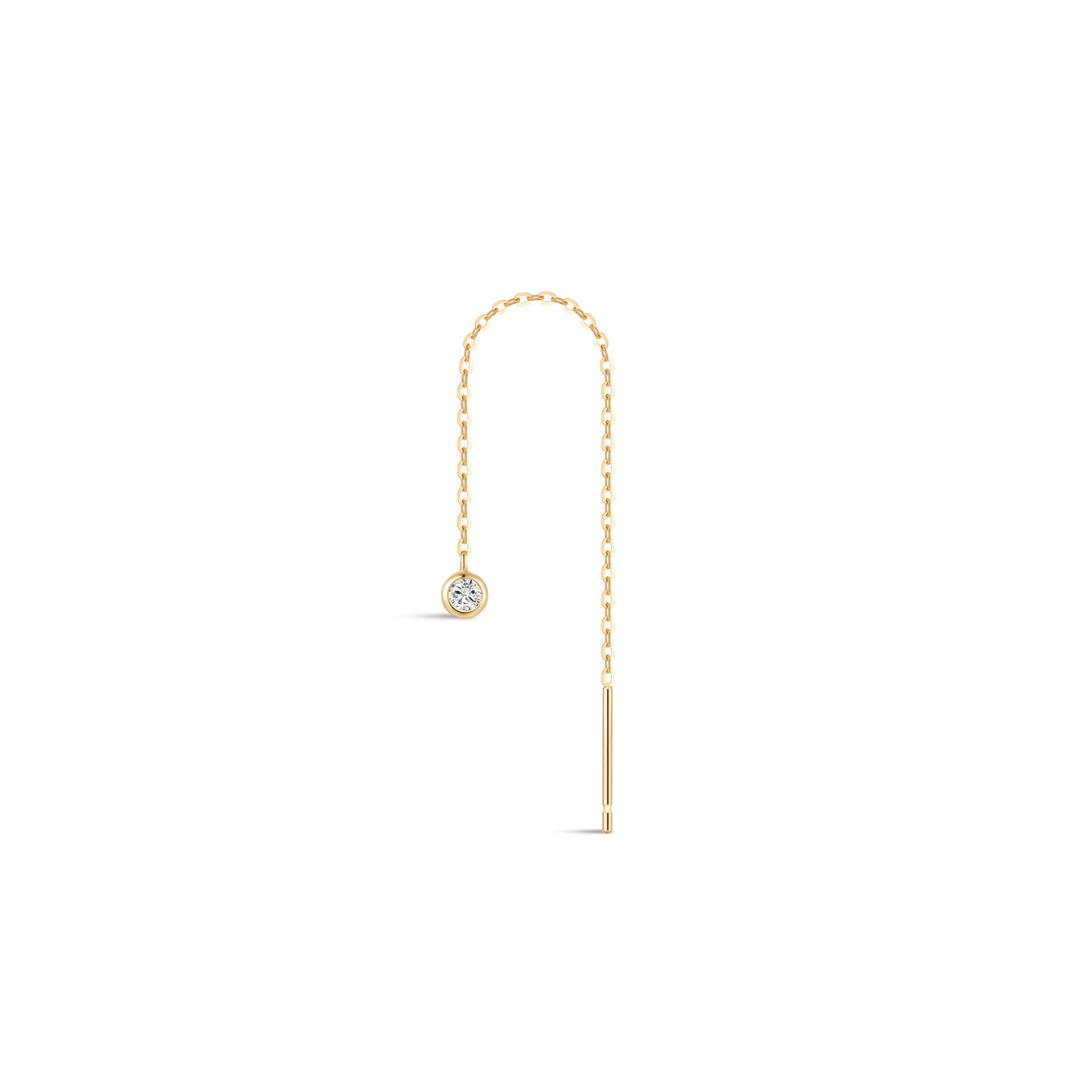 14K Solid Gold Tassel Chain Hoop Charm Ear Wire - Kosinerjewelry