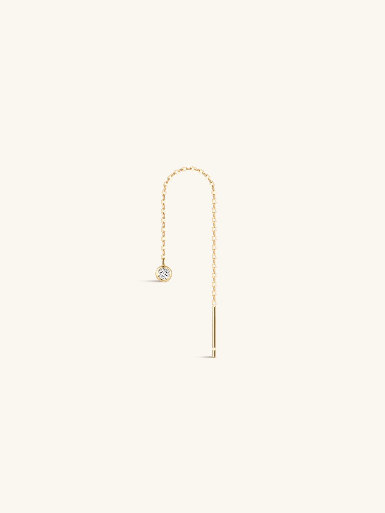 14K Solid Gold Tassel Chain Hoop Charm Ear Wire - Kosinerjewelry