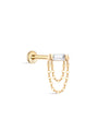 14K Solid Gold Rectangular Solitaire Tassel Flatback - Kosinerjewelry