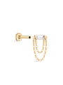 14K Solid Gold Rectangular Solitaire Tassel Flatback - Kosinerjewelry
