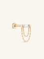 14K Solid Gold Rectangular Solitaire Tassel Flatback - Kosinerjewelry