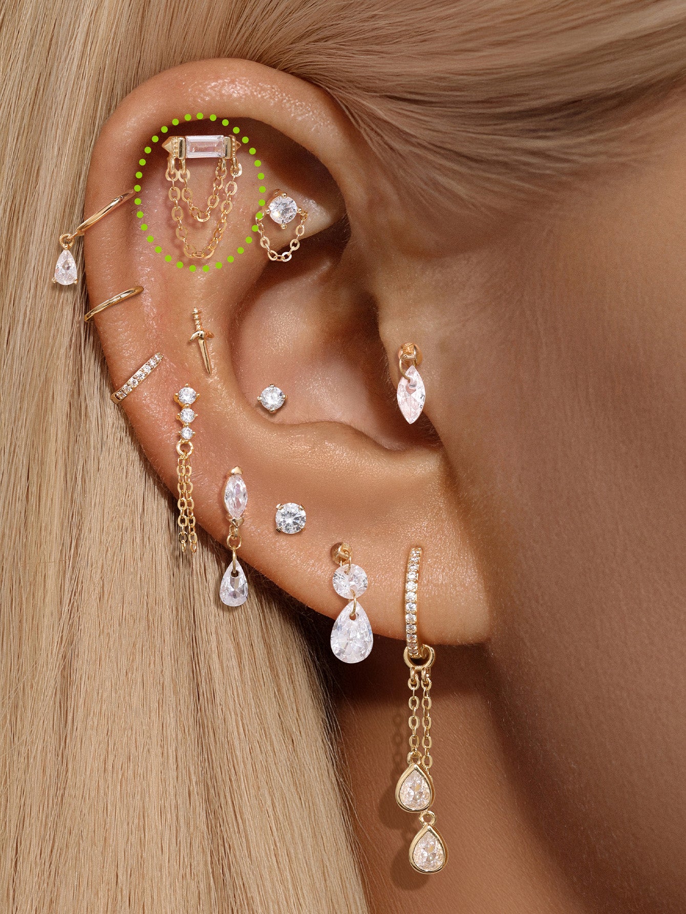 14K Solid Gold Rectangular Solitaire Tassel Flatback - Kosinerjewelry