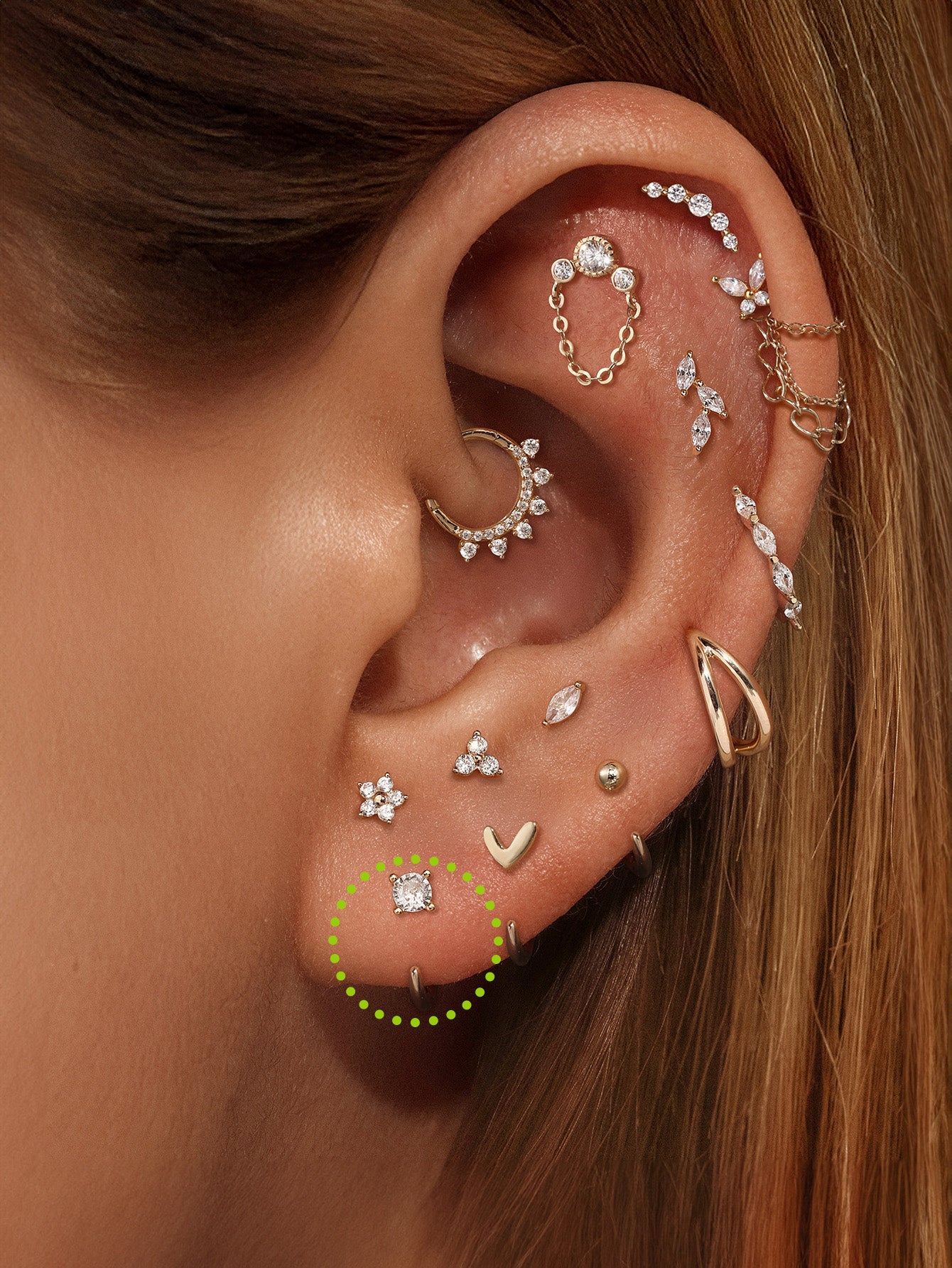 14K Solid Gold Round Four-claw Open Huggie Earrings - Kosinerjewelry